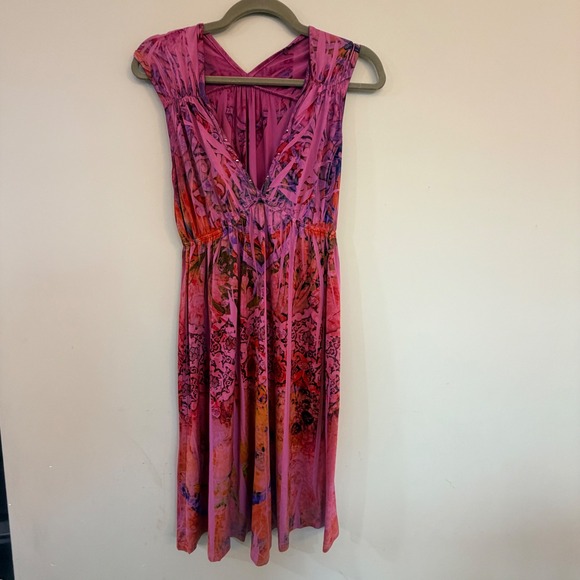 Dresses & Skirts - Hale Bob Dress Women Small Pink Abstract Print Stretch Whimsigoth Indie Boho Y2K